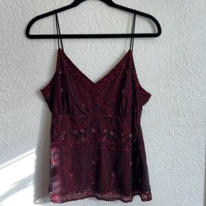 Elegant Burgundy Embellished Women's Top